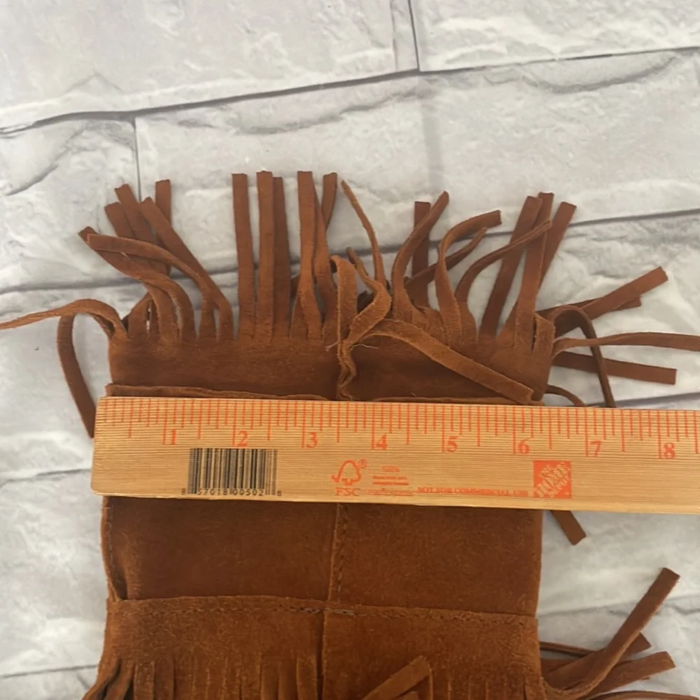 Minnetonka Bohemian 3 layer fringe mid calf boots size 7